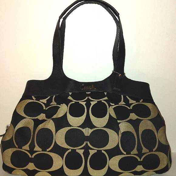 ★BEAUTIFUL!!★EUC COACH "Lexi" Large Signature Sateen 3 Section Interior Satchel - Picture 6 of 16
